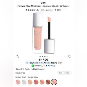 Dior Forever Glow Maximizer Longwear Liquid Highlighter Nude Glow